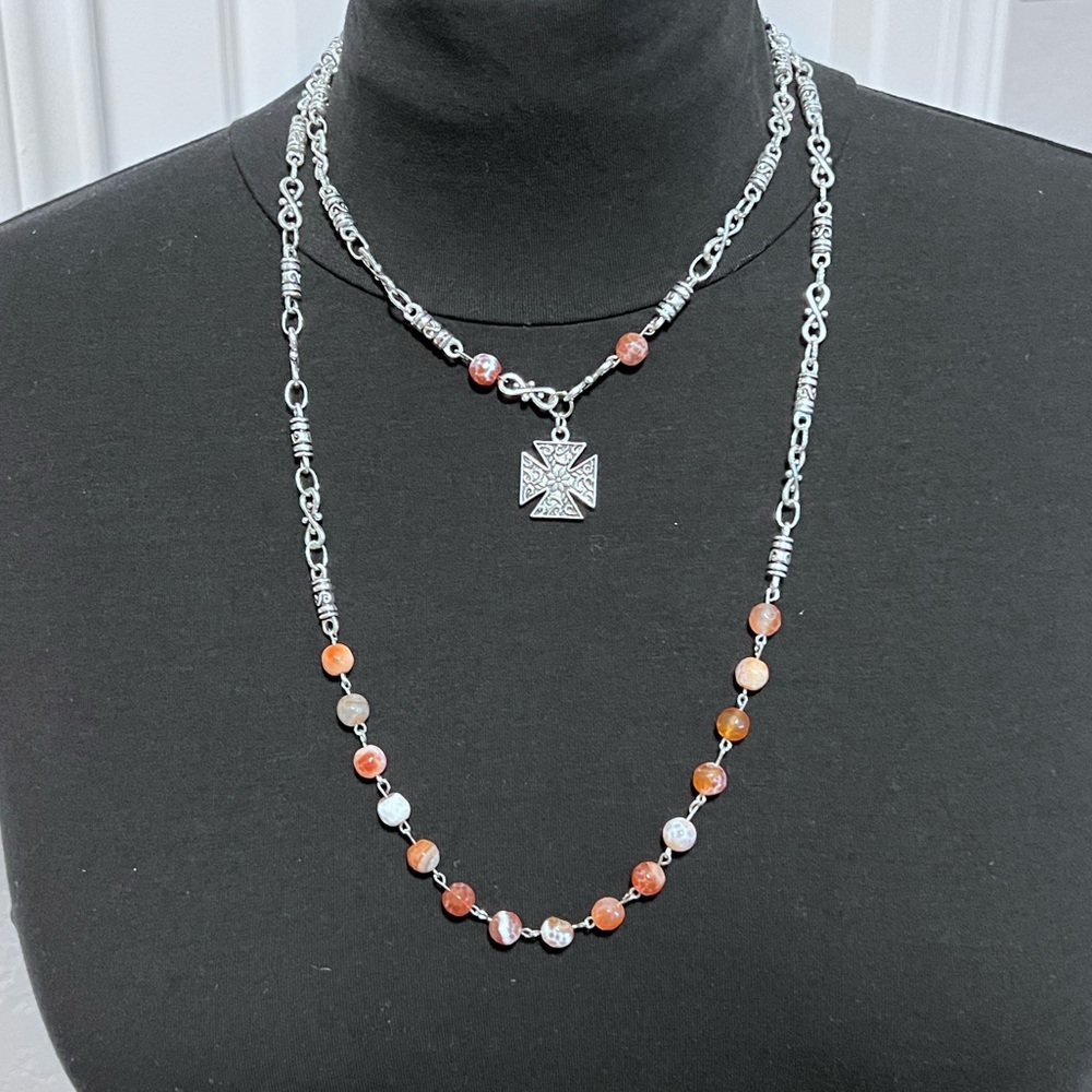 NWOT - Beautiful versatile sterling silver, double strand necklace with earrings - Picture 4 of 7